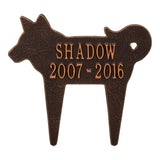 Whitehall Dog Silhouette Pet Memorial Lawn Personalized Plaque - Antique Copper