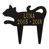 Whitehall Cat Silhouette Pet Memorial Lawn Personalized Plaque - Black/Gold