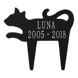 Whitehall Cat Silhouette Pet Memorial Lawn Personalized Plaque - Black/Silver