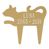 Whitehall Cat Silhouette Pet Memorial Lawn Personalized Plaque - Curry/White