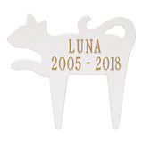 Whitehall Cat Silhouette Pet Memorial Lawn Personalized Plaque - White/Gold