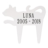 Whitehall Cat Silhouette Pet Memorial Lawn Personalized Plaque - White/Black