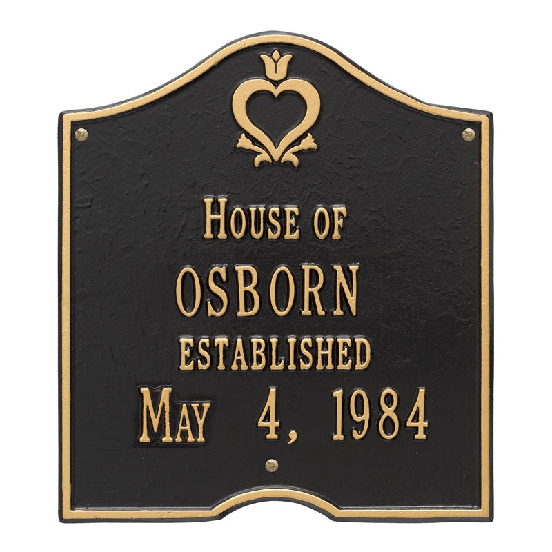 Whitehall Pennsylvania Dutch Anniversary Plaque Standard Wall 2-Line Personalized Plaque - Black/Gold