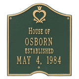 Whitehall Pennsylvania Dutch Anniversary Plaque Standard Wall 2-Line Personalized Plaque - Green/Gold