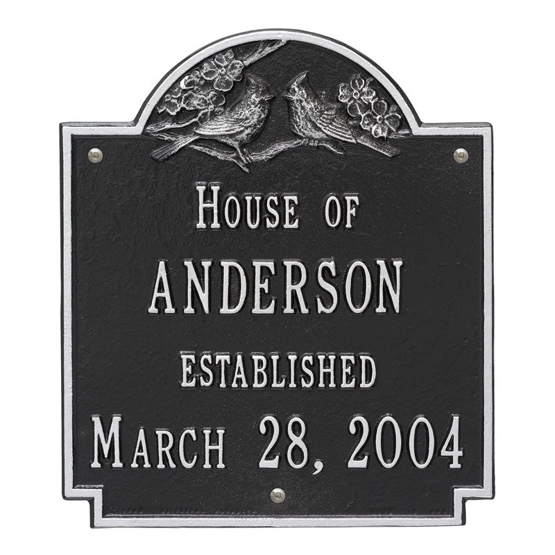 Whitehall Cardinal Wedding Plaque Standard Wall 2-Line Personalized Plaque - Black/Silver