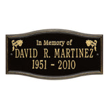 Whitehall Alexandria Standard Wall 2-Line "In Memory Of" Personalized Memorial Plaque - Black/Gold