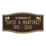 Whitehall Alexandria Standard Wall 2-Line "In Memory Of" Personalized Memorial Plaque - Dark Bronze/Gold