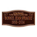 Whitehall Alexandria Standard Wall 2-Line "Living Eternally" Personalized Memorial Plaque - Antique Copper