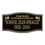 Whitehall Alexandria Standard Wall 2-Line "Living Eternally" Personalized Memorial Plaque - Black/Gold