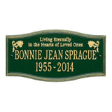 Whitehall Alexandria Standard Wall 2-Line "Living Eternally" Personalized Memorial Plaque - Green/Gold