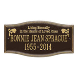 Whitehall Alexandria Standard Wall 2-Line "Living Eternally" Personalized Memorial Plaque - Dark Bronze/Gold