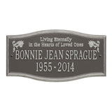 Whitehall Alexandria Standard Wall 2-Line "Living Eternally" Personalized Memorial Plaque - Pewter/Silver