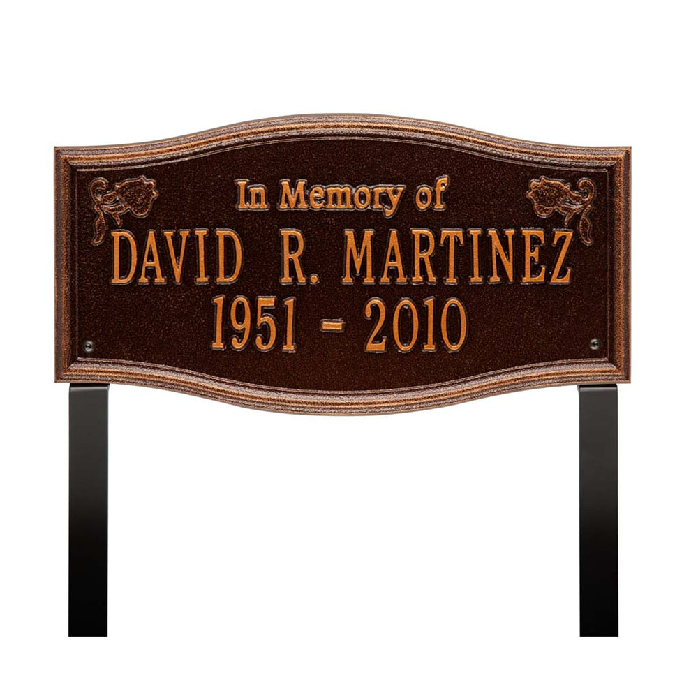 Whitehall Alexandria Standard Lawn 2-Line "In Memory Of" Personalized Memorial Plaque - Antique Copper