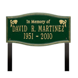 Whitehall Alexandria Standard Lawn 2-Line "In Memory Of" Personalized Memorial Plaque - Green/Gold