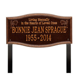 Whitehall Alexandria Standard Lawn 2-Line "Living Eternally" Personalized Memorial Plaque - Antique Copper