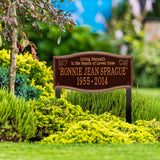 Whitehall Alexandria Standard Lawn 2-Line "Living Eternally" Personalized Memorial Plaque - lifestyle