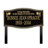 Whitehall Alexandria Standard Lawn 2-Line "Living Eternally" Personalized Memorial Plaque - Black/Gold