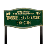 Whitehall Alexandria Standard Lawn 2-Line "Living Eternally" Personalized Memorial Plaque - Green/Gold