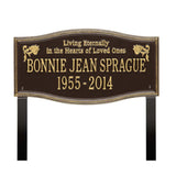 Whitehall Alexandria Standard Lawn 2-Line "Living Eternally" Personalized Memorial Plaque - Dark Bronze/Gold