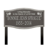 Whitehall Alexandria Standard Lawn 2-Line "Living Eternally" Personalized Memorial Plaque - Pewter/Silver