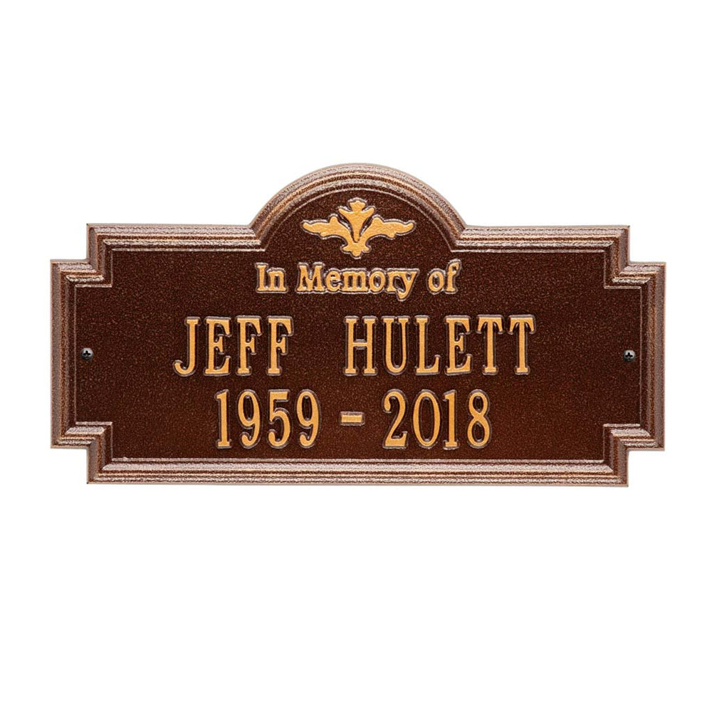 Whitehall Arlington Standard Wall 2-Line "In Memory Of" Personalized Memorial Plaque - Antique Copper