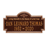 Whitehall Arlington Standard Wall 2-Line "Living Eternally" Personalized Memorial Plaque - Antique Copper