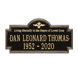 Whitehall Arlington Standard Wall 2-Line "Living Eternally" Personalized Memorial Plaque - Black/Gold