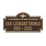 Whitehall Arlington Standard Wall 2-Line "Living Eternally" Personalized Memorial Plaque - Dark Bronze/Gold
