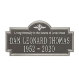 Whitehall Arlington Standard Wall 2-Line "Living Eternally" Personalized Memorial Plaque - Pewter/Silver