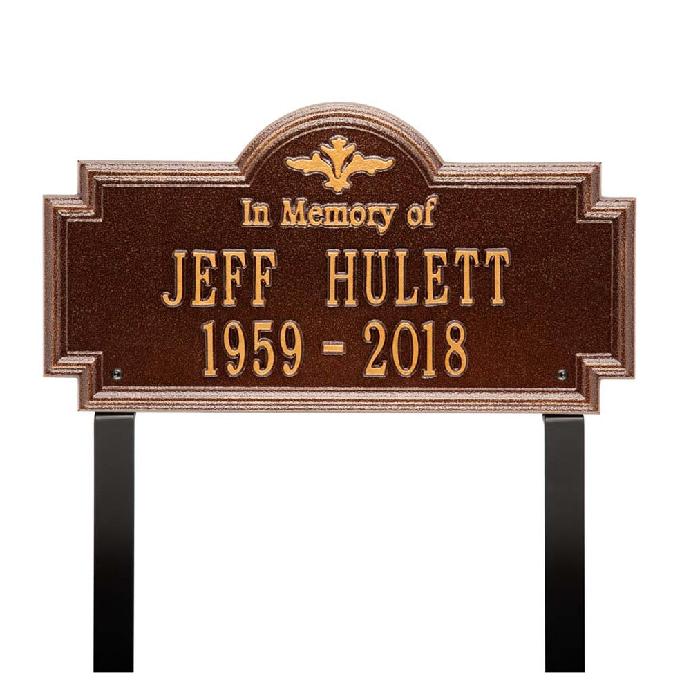 Whitehall Arlington Standard Lawn 2-Line "In Memory Of" Personalized Memorial Plaque - Antique Copper