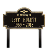 Whitehall Arlington Standard Lawn 2-Line "In Memory Of" Personalized Memorial Plaque - Black/Gold