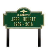 Whitehall Arlington Standard Lawn 2-Line "In Memory Of" Personalized Memorial Plaque - Green/Gold