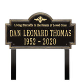 Whitehall Arlington Standard Lawn 2-Line "Living Eternally" Personalized Memorial Plaque - Black/Gold