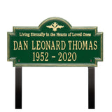 Whitehall Arlington Standard Lawn 2-Line "Living Eternally" Personalized Memorial Plaque - Green/Gold