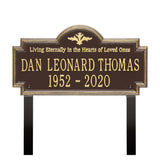 Whitehall Arlington Standard Lawn 2-Line "Living Eternally" Personalized Memorial Plaque - Dark Bronze/Gold
