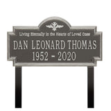 Whitehall Arlington Standard Lawn 2-Line "Living Eternally" Personalized Memorial Plaque - Pewter/Silver