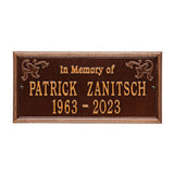 Whitehall Wilmington Standard Wall 2-Line "In Memory Of" Personalized Memorial Plaque - Antique Copper