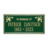 Whitehall Wilmington Standard Wall 2-Line "In Memory Of" Personalized Memorial Plaque - Green/Gold