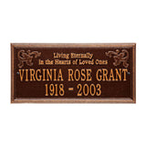Whitehall Wilmington Standard Wall 2-Line "Living Eternally" Personalized Memorial Plaque - Antique Copper