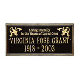 Whitehall Wilmington Standard Wall 2-Line "Living Eternally" Personalized Memorial Plaque - Black/Gold