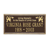 Whitehall Wilmington Standard Wall 2-Line "Living Eternally" Personalized Memorial Plaque - Dark Bronze/Gold