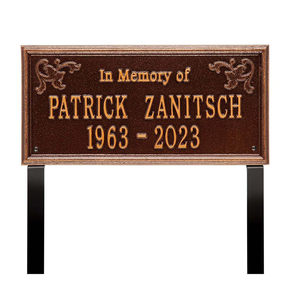 Whitehall Wilmington Standard Lawn 2-Line "In Memory Of" Personalized Memorial Plaque - Antique Copper