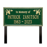 Whitehall Wilmington Standard Lawn 2-Line "In Memory Of" Personalized Memorial Plaque - Green/Gold