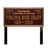 Whitehall Wilmington Standard Lawn 2-Line "Living Eternally" Personalized Memorial Plaque - Antique Copper