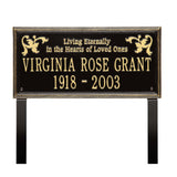 Whitehall Wilmington Standard Lawn 2-Line "Living Eternally" Personalized Memorial Plaque - Black/Gold