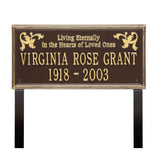 Whitehall Wilmington Standard Lawn 2-Line "Living Eternally" Personalized Memorial Plaque - Dark Bronze/Gold