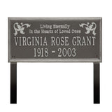 Whitehall Wilmington Standard Lawn 2-Line "Living Eternally" Personalized Memorial Plaque - Pewter/Silver