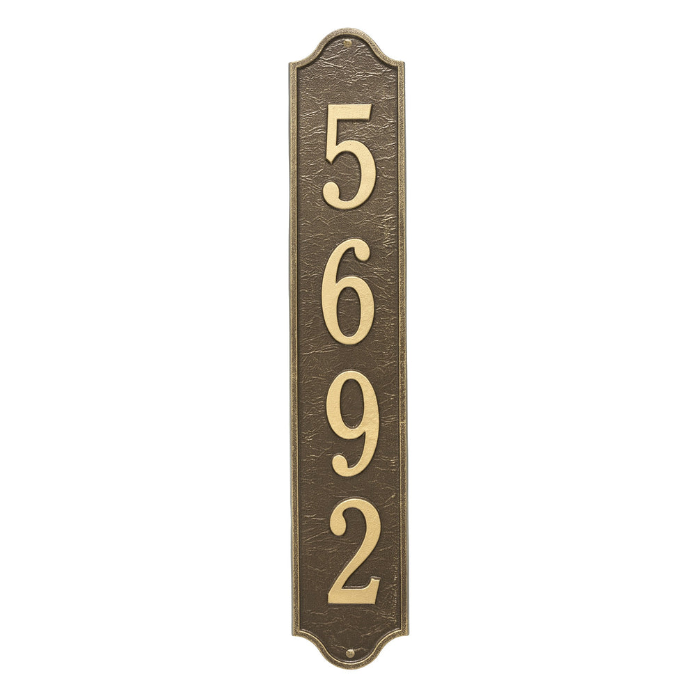 Whitehall Admiral Vertical Estate Wall 1-Line Personalized Address Plaque - Antique Brass