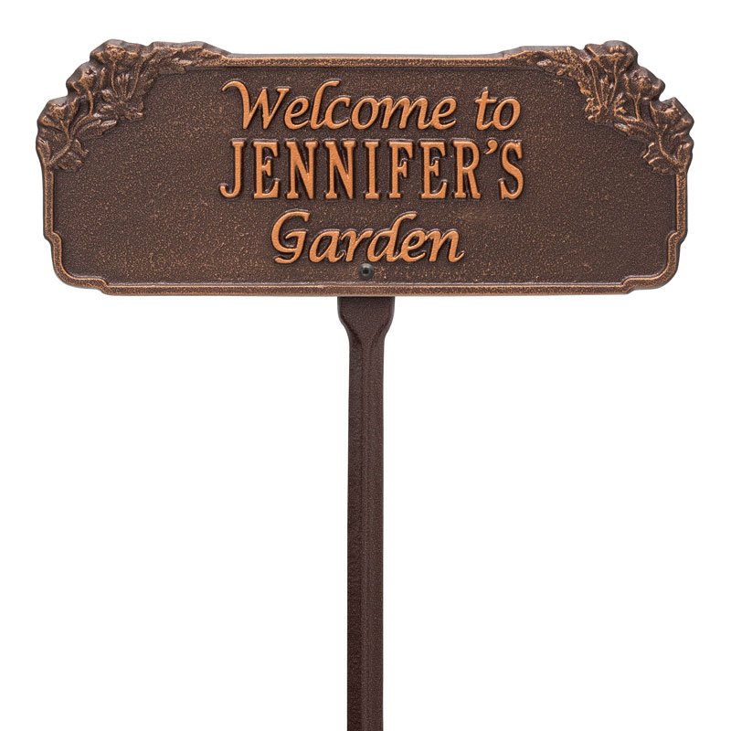 Whitehall Garden Welcome Lawn Personalized Plaque - Antique Copper