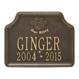 Whitehall Our Kitty Cat Memorial Lawn Personalized Plaque - Antique Brass